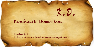Kovácsik Domonkos névjegykártya