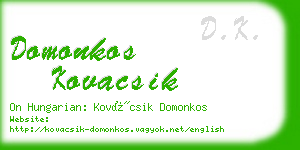 domonkos kovacsik business card